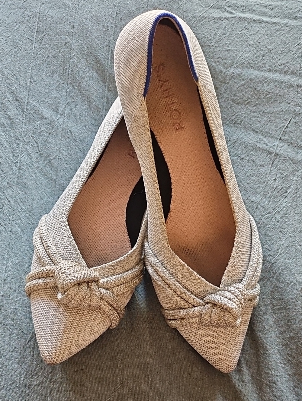 Rothy's Pointed Knot Flats in Metallic Silver